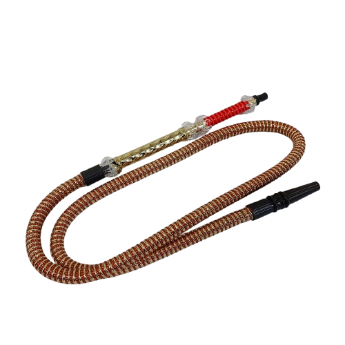 شیلنگ قهوه خانه ای چهار قپه دسته طلایی 1002278 دیجی قلیون