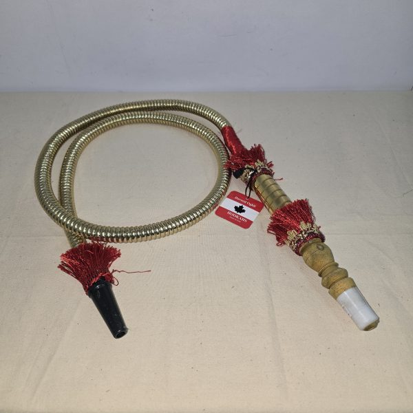 شیلنگ قهوه خانه ای نوار طلایی سر پلاستیک داوود اغلی 1002297 دیجی قلیون